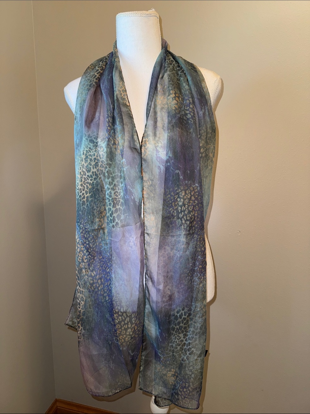 Noelle Sheer Multicolor Scarf in Blue, Green & Purple